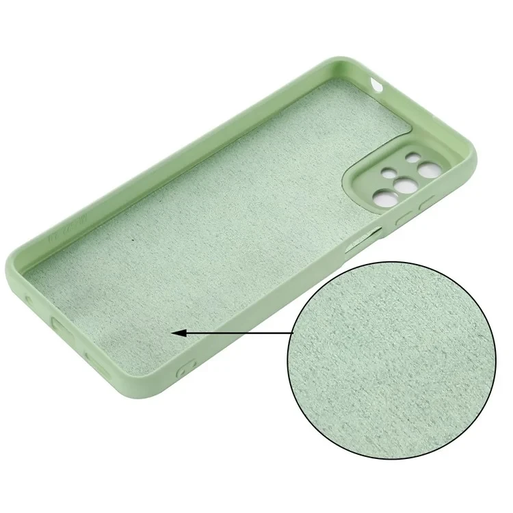 For Motorola Moto G22 / Moto E32s 4G Liquid Silicone Cover Soft Anti-Scratch Microfiber Lining Shockproof Protective Case with Strap - Green-Cellmalls