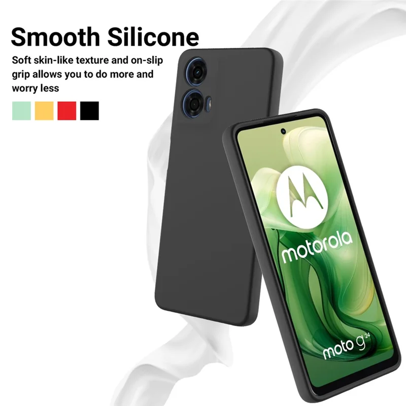 For Motorola Moto G04 4G / G24 4G Case Liquid Anti-scratch Silicone Fiber Lining Phone Cover - Black-Cellmalls