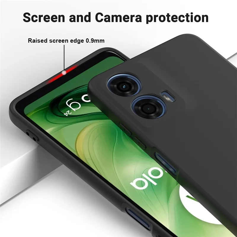 For Motorola Moto G24 Power Liquid Silicone Cell Phone Case Soft Lining Anti-scratch Back Cover - Black-Cellmalls