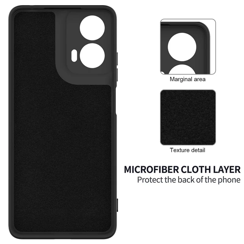 For Motorola Moto G24 Power Liquid Silicone Cell Phone Case Soft Lining Anti-scratch Back Cover - Black-Cellmalls