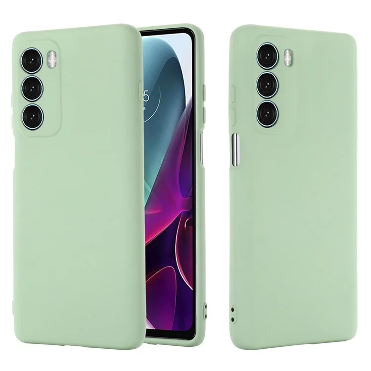 For Motorola Moto G200 5G/Edge S30 Soft Liquid Silicone Shockproof Phone Case Microfiber Lining Cushion Texture Cover with Strap - Green-Cellmalls