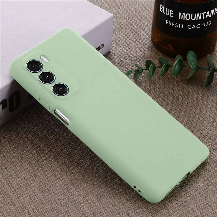 For Motorola Moto G200 5G/Edge S30 Soft Liquid Silicone Shockproof Phone Case Microfiber Lining Cushion Texture Cover with Strap - Green-Cellmalls