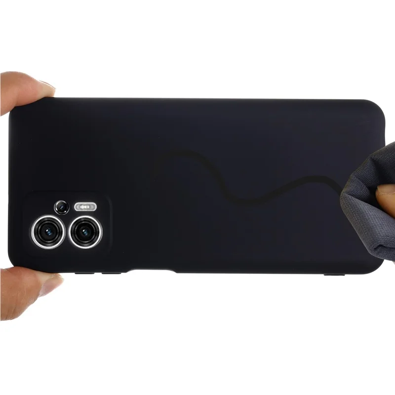 Smartphone Cover for Motorola Moto G13 4G / G23 4G , Liquid Silicone Soft Lining Case with Strap - Black-Cellmalls