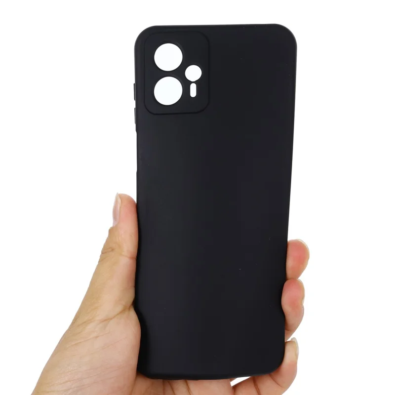 Smartphone Cover for Motorola Moto G13 4G / G23 4G , Liquid Silicone Soft Lining Case with Strap - Black-Cellmalls