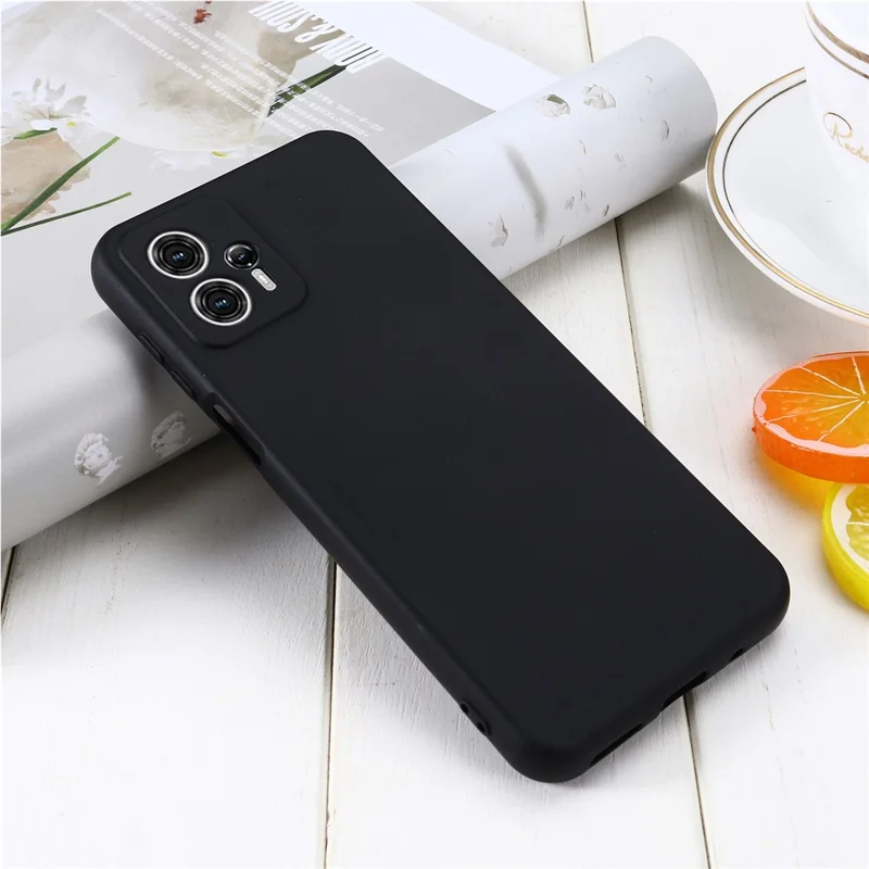 Smartphone Cover for Motorola Moto G13 4G / G23 4G , Liquid Silicone Soft Lining Case with Strap - Black-Cellmalls