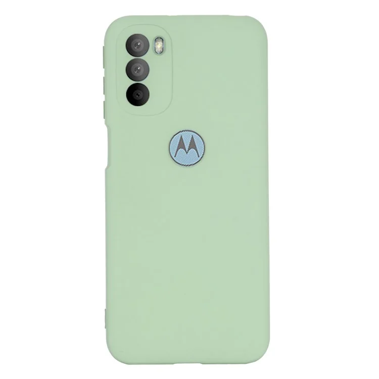 For Motorola Moto G31/G41 Soft Liquid Silicone Phone Case Microfiber Lining Cushion Camera Protection Cover with Strap - Green-Cellmalls