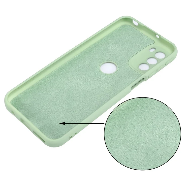 For Motorola Moto G31/G41 Soft Liquid Silicone Phone Case Microfiber Lining Cushion Camera Protection Cover with Strap - Green-Cellmalls
