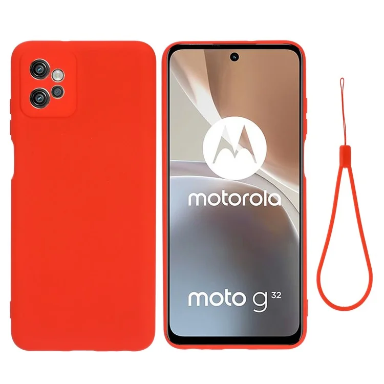 For Motorola Moto G32 4G Raised Bezel Protection Liquid Silicone Phone Case Inside Soft Microfiber Lining Phone Protective Shell Cover - Red-Cellmalls