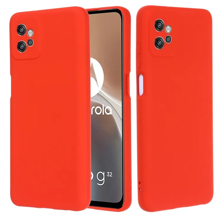 For Motorola Moto G32 4G Raised Bezel Protection Liquid Silicone Phone Case Inside Soft Microfiber Lining Phone Protective Shell Cover - Red-Cellmalls