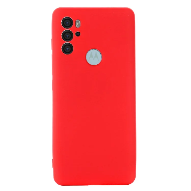 Anti-scratch Soft Liquid Silicone Phone Protective Case Cover with Wrist Strap for Motorola Moto G60S - Red-Cellmalls