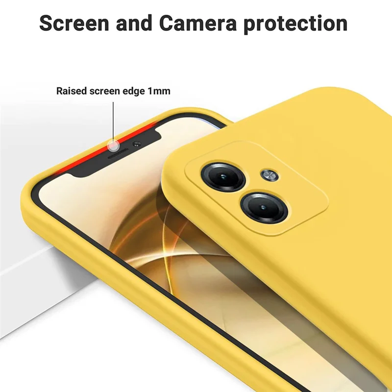 For Motorola Moto G54 Power 5G Phone Case Smooth Liquid Silicone+Soft Lining Protective Shell - Yellow-Cellmalls