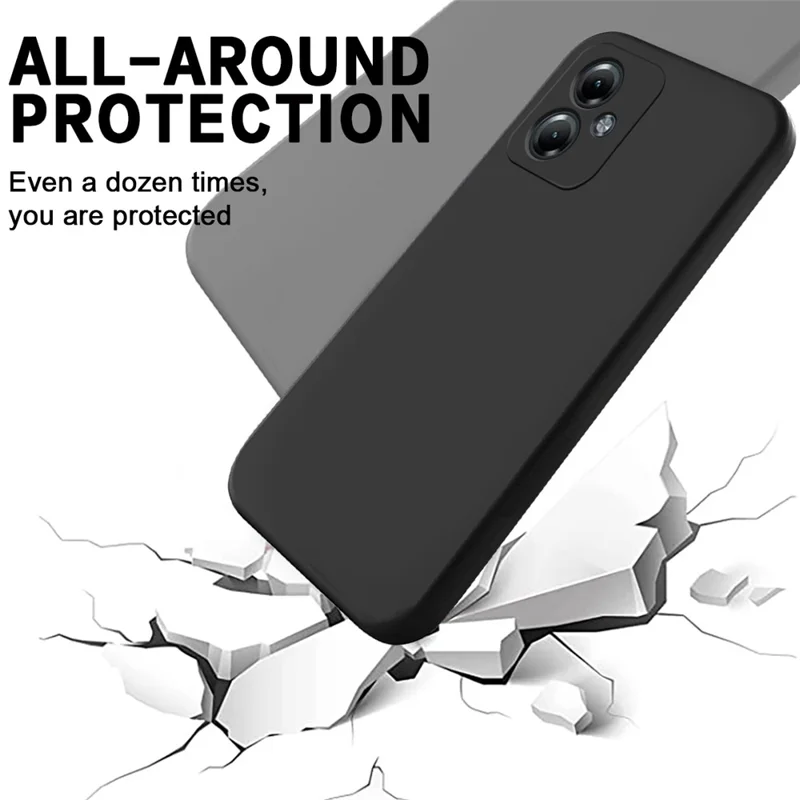 For Motorola Moto G64 5G Phone Case Liquid Silicone Drop-proof Phone Cover with Wrist Strap - Black-Cellmalls