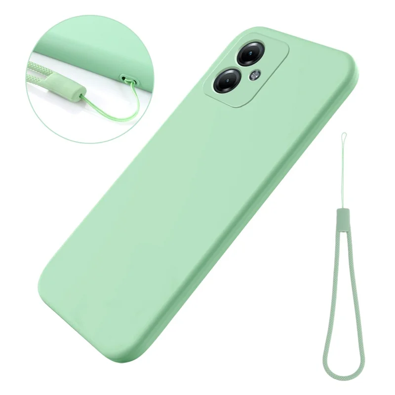 For Motorola Moto G64 5G Phone Case Liquid Silicone Drop-proof Phone Cover with Wrist Strap - Black-Cellmalls