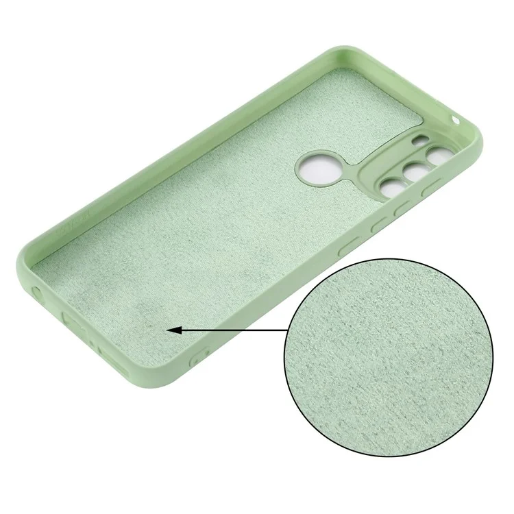 For Motorola Moto G71 5G Liquid Silicone Case Soft Microfiber Lining Shockproof Drop Protection Cover with Strap - Green-Cellmalls