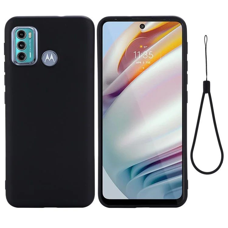 Soft Liquid Silicone Phone Case for Motorola Moto G60 - Black-Cellmalls