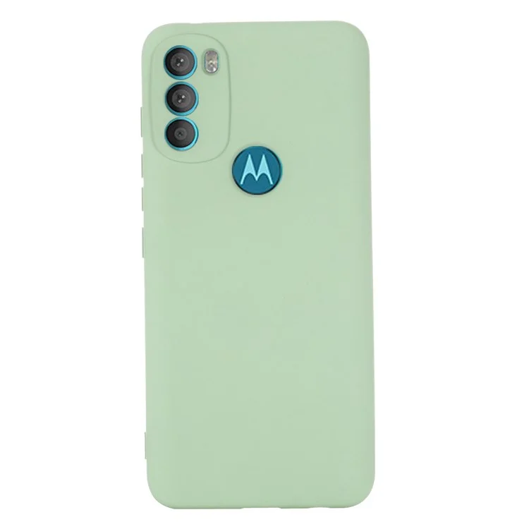 For Motorola Moto G71 5G Liquid Silicone Case Soft Microfiber Lining Shockproof Drop Protection Cover with Strap - Green-Cellmalls