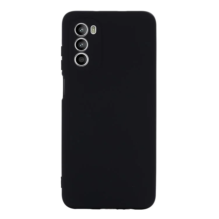 Phone Case for Motorola Moto G71s 5G , Liquid Silicone Soft Lining Anti-scratch Cover with Strap - Black-Cellmalls