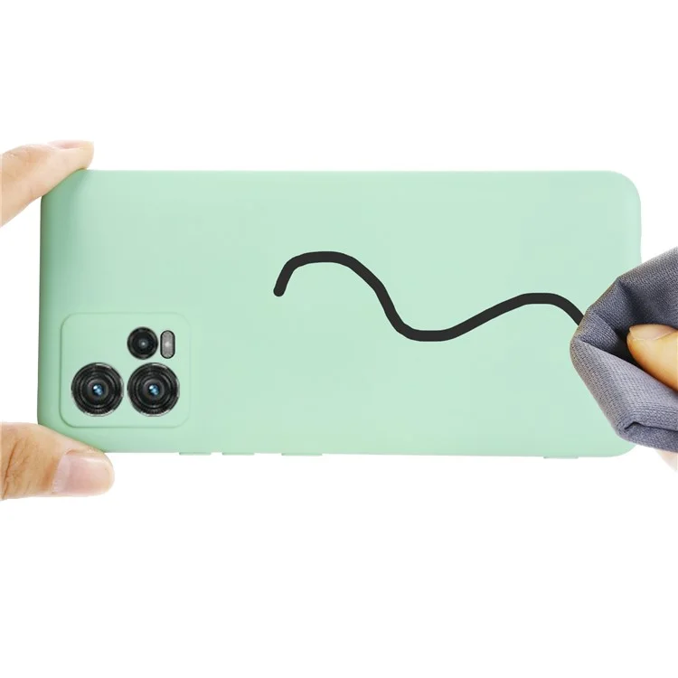 Phone Case for Motorola Moto G72 4G, Anti-collision Liquid Silicone + Soft Lining Protective Back Cover with Strap - Green-Cellmalls