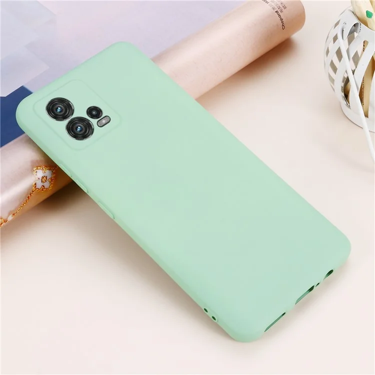 Phone Case for Motorola Moto G72 4G, Anti-collision Liquid Silicone + Soft Lining Protective Back Cover with Strap - Green-Cellmalls
