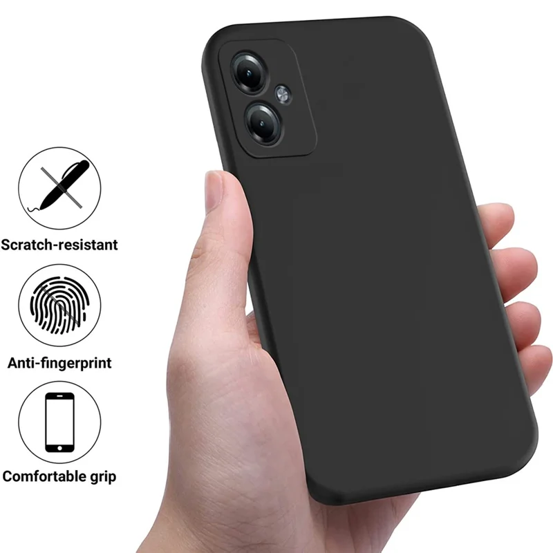 For Motorola Moto G64 5G Phone Case Liquid Silicone Drop-proof Phone Cover with Wrist Strap - Black-Cellmalls