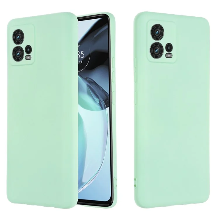Phone Case for Motorola Moto G72 4G, Anti-collision Liquid Silicone + Soft Lining Protective Back Cover with Strap - Green-Cellmalls