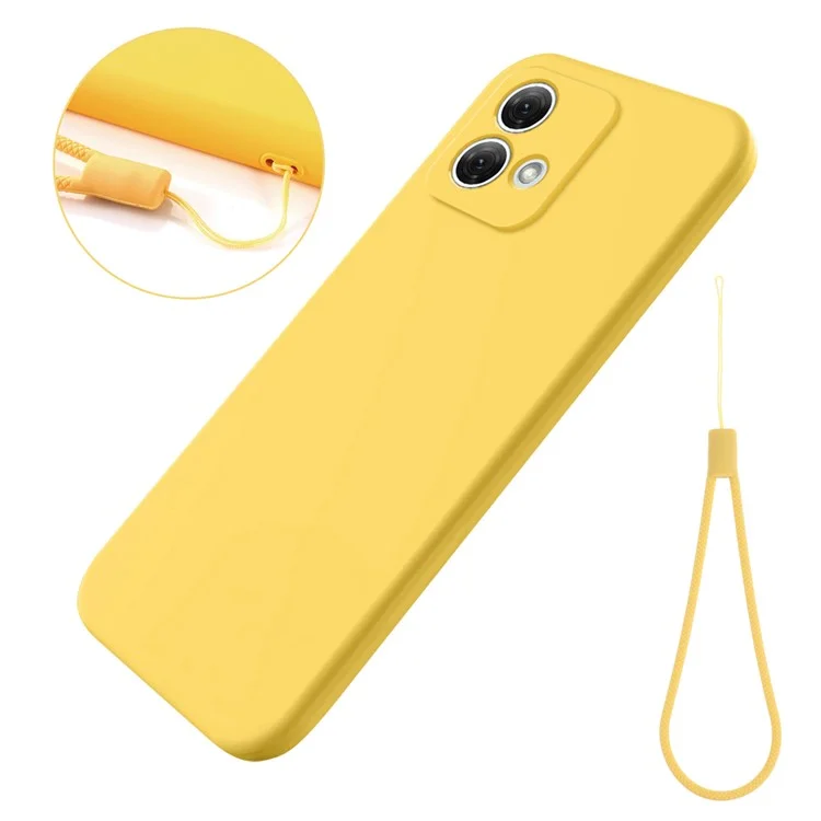 For Motorola Moto G84 5G Phone Case Anti-Scratch Phone Cover Liquid Silicone Phone Shell with Strap - Black-Cellmalls