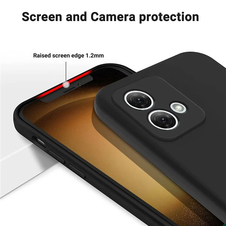 For Motorola Moto G84 5G Phone Case Anti-Scratch Phone Cover Liquid Silicone Phone Shell with Strap - Black-Cellmalls