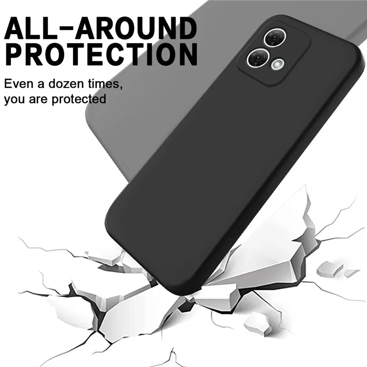 For Motorola Moto G84 5G Phone Case Anti-Scratch Phone Cover Liquid Silicone Phone Shell with Strap - Black-Cellmalls
