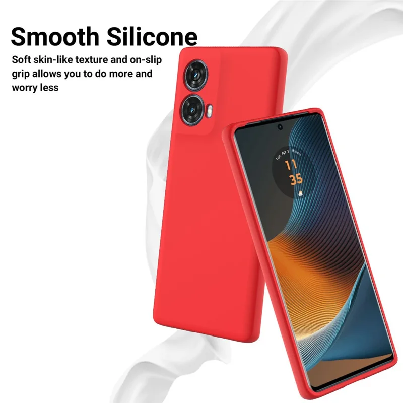 For Motorola Moto G85 5G / S50 Neo 5G Case Anti-Drop Liquid Silicone Phone Cover with Wrist Strap - Red-Cellmalls