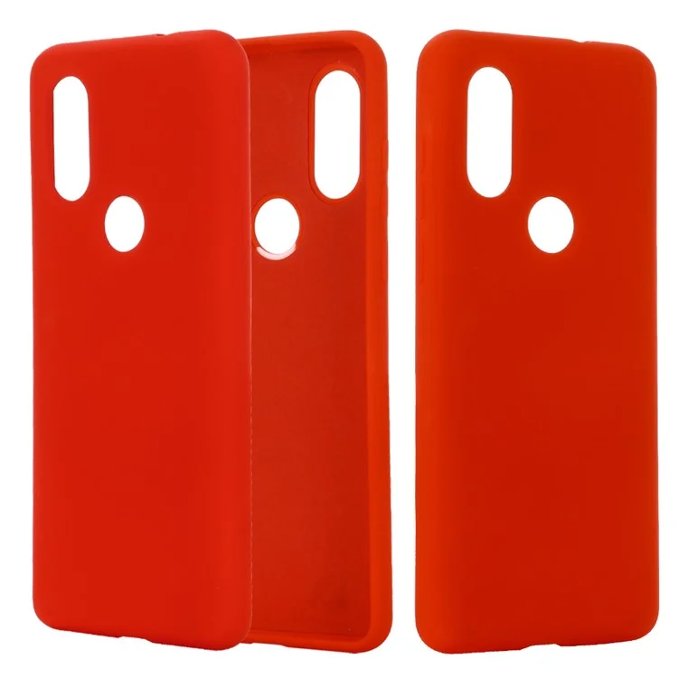 Soft Liquid Silicone Phone Casing for Motorola One Vision/P50- Red-Cellmalls