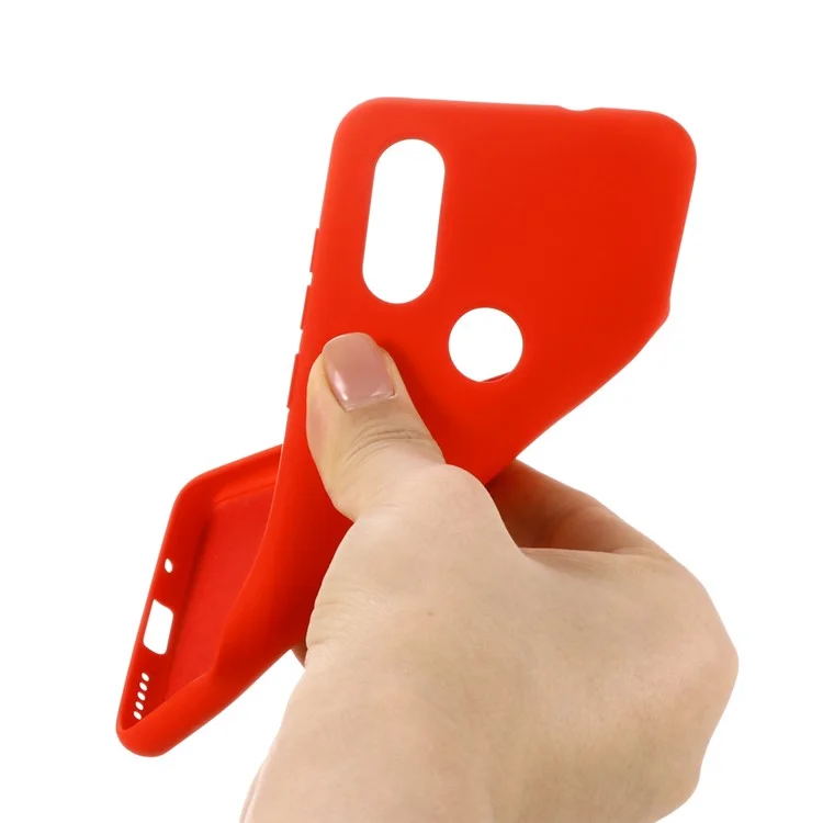 Soft Liquid Silicone Phone Casing for Motorola One Vision/P50- Red-Cellmalls