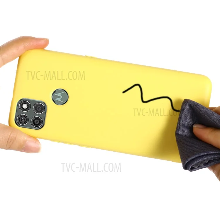 Liquid Silicone Phone Protective Case with Strap for Motorola Moto G9 Power - Yellow-Cellmalls
