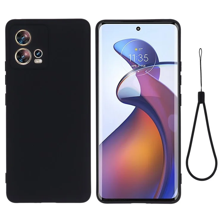 For Motorola Moto S30 Pro 5G / Edge 30 Fusion 5G Liquid Silicone Cell Phone Case Anti-scratch Soft Lining Protective Cover with Strap - Green-Cellmalls