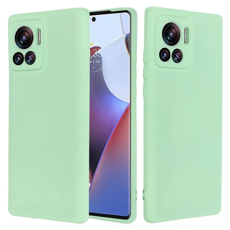 For Motorola Moto X30 Pro 5G / Edge 30 Ultra 5G Liquid Silicone Soft Touch Case Microfiber Lining Camera Protection Phone Cover with Strap - Green-Cellmalls
