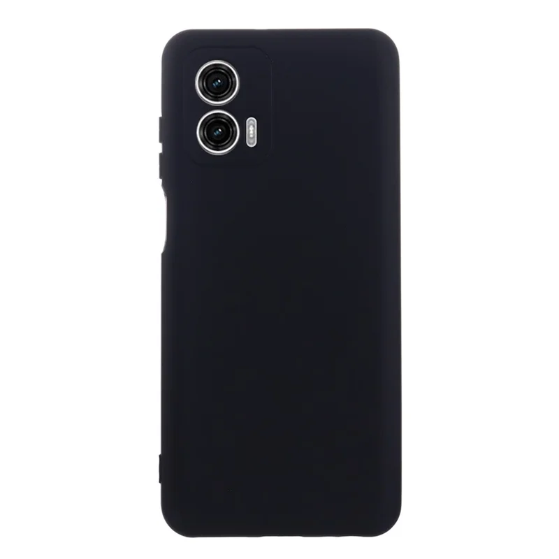 Liquid Silicone Phone Case for Motorola Moto G73 5G , Soft Lining Protective Phone Cover with Strap - Black-Cellmalls