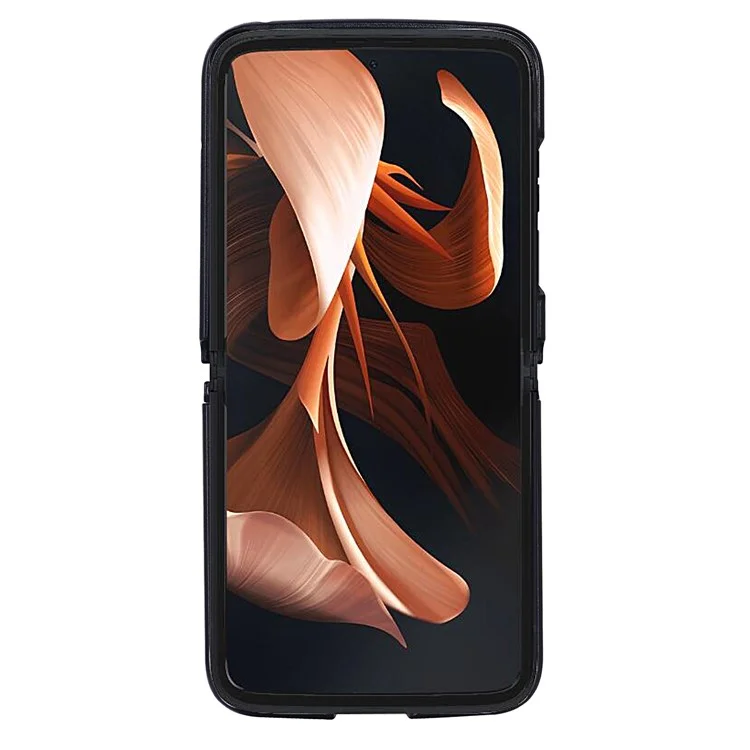 For Motorola Razr 2022 5G Folding Phone Case Leather Coated Hard PC Shockproof Cover - Black-Cellmalls
