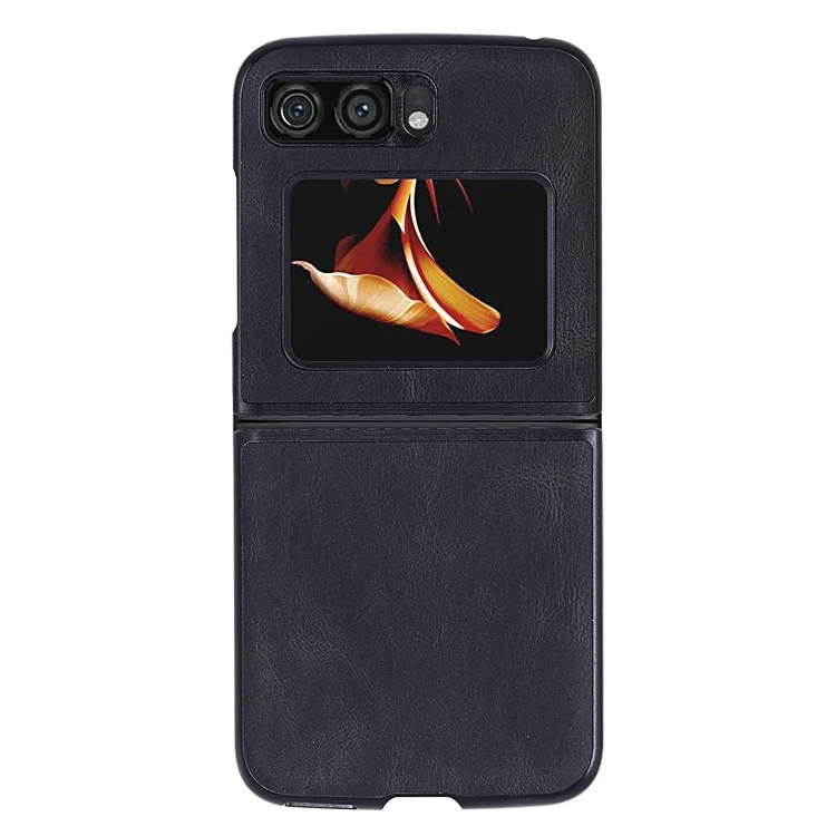 For Motorola Razr 2022 5G Folding Phone Case Leather Coated Hard PC Shockproof Cover - Black-Cellmalls