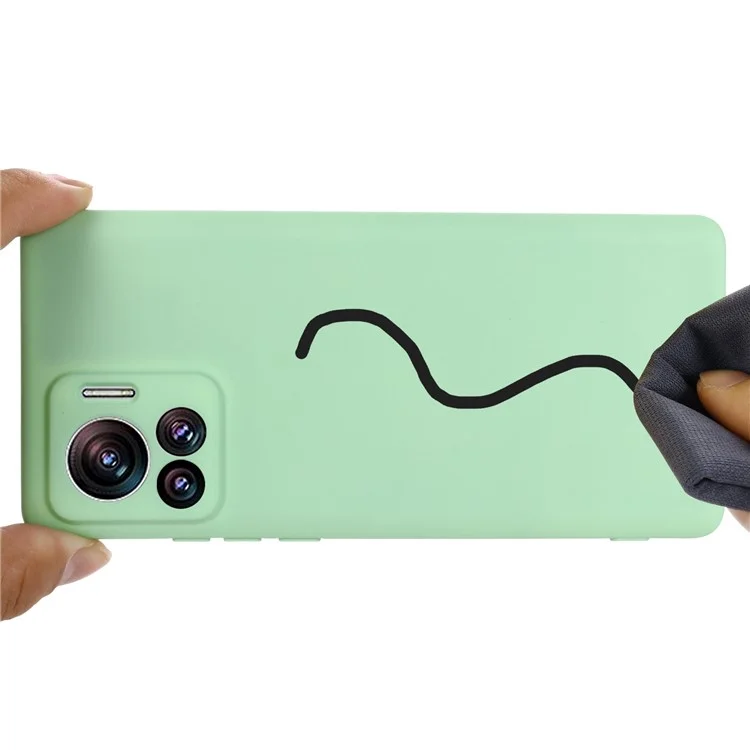 For Motorola Moto X30 Pro 5G / Edge 30 Ultra 5G Liquid Silicone Soft Touch Case Microfiber Lining Camera Protection Phone Cover with Strap - Green-Cellmalls