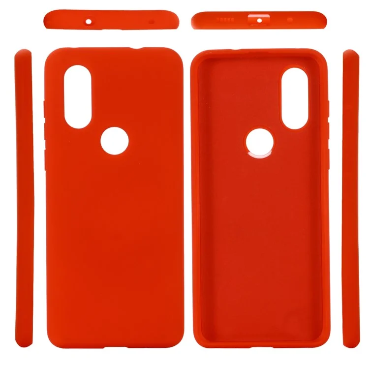 Soft Liquid Silicone Phone Casing for Motorola One Vision/P50- Red-Cellmalls