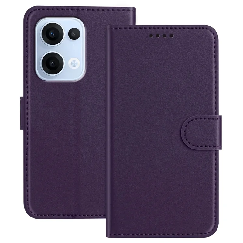For Oppo Reno13 5G (Global) Leather Case Wallet Stand Solid Color Anti Drop Phone Cover - Black-Cellmalls