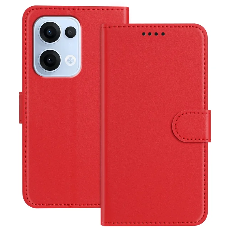 For Oppo Reno13 5G (Global) Leather Case Wallet Stand Solid Color Anti Drop Phone Cover - Black-Cellmalls