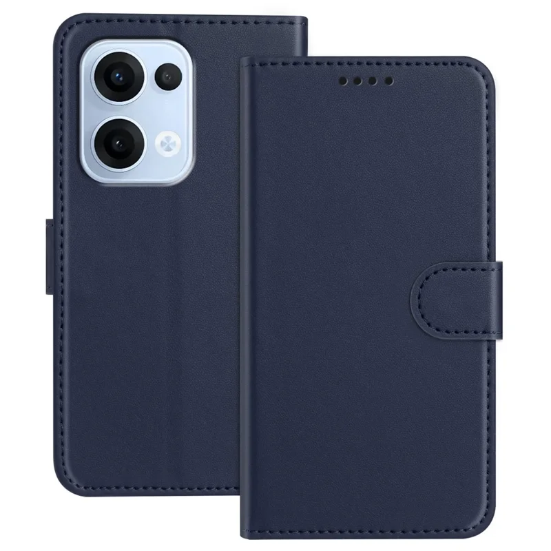 For Oppo Reno13 5G (Global) Leather Case Wallet Stand Solid Color Anti Drop Phone Cover - Black-Cellmalls