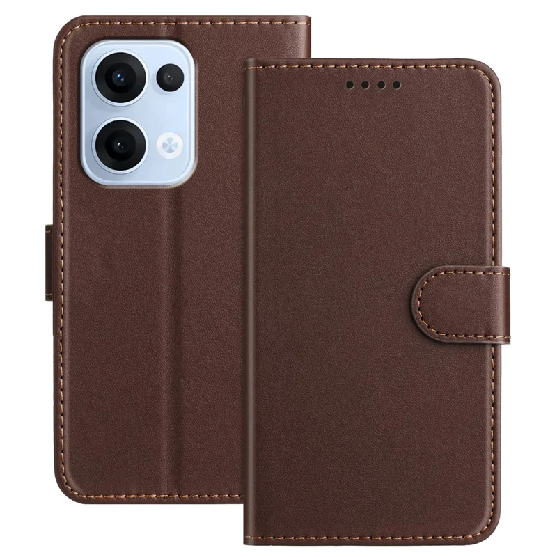 For Oppo Reno13 5G (Global) Leather Case Wallet Stand Solid Color Anti Drop Phone Cover - Black-Cellmalls