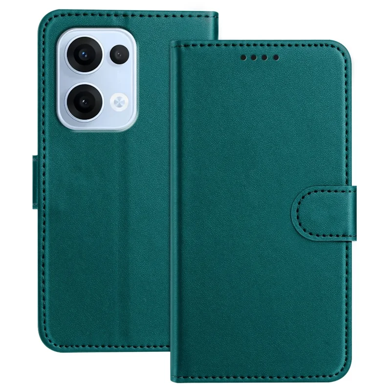 For Oppo Reno13 5G (Global) Leather Case Wallet Stand Solid Color Anti Drop Phone Cover - Black-Cellmalls