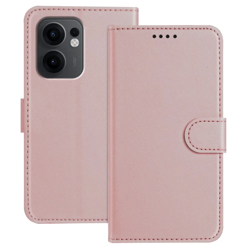 For Oppo Reno13 F 4G / Oppo Reno13 F 5G Leather Case Wallet Stand Solid Color Anti Drop Phone Cover - Black-Cellmalls