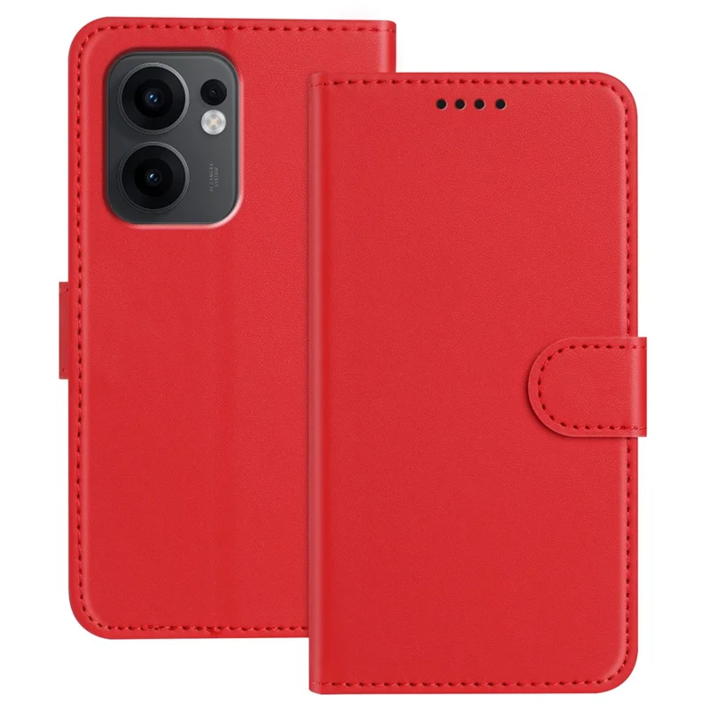 For Oppo Reno13 F 4G / Oppo Reno13 F 5G Leather Case Wallet Stand Solid Color Anti Drop Phone Cover - Black-Cellmalls