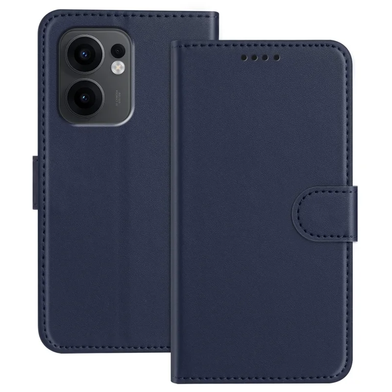 For Oppo Reno13 F 4G / Oppo Reno13 F 5G Leather Case Wallet Stand Solid Color Anti Drop Phone Cover - Black-Cellmalls