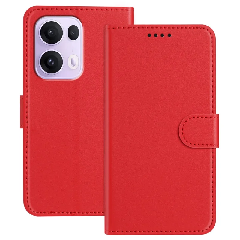 For Oppo Reno13 Pro 5G Leather Case Wallet Stand Solid Color Anti Drop Phone Cover - Black-Cellmalls