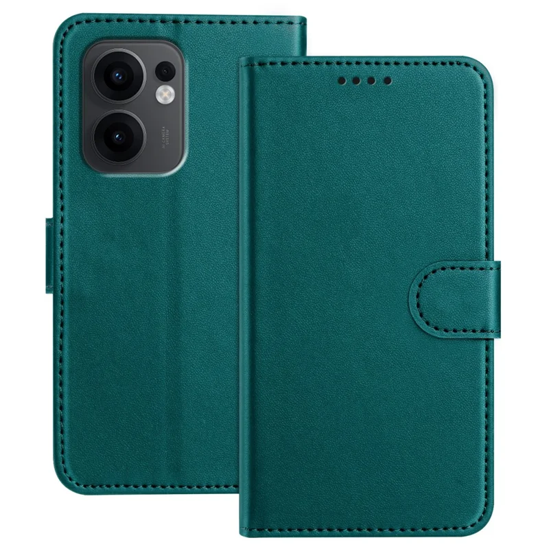 For Oppo Reno13 F 4G / Oppo Reno13 F 5G Leather Case Wallet Stand Solid Color Anti Drop Phone Cover - Black-Cellmalls