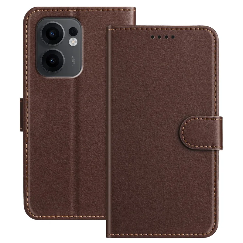 For Oppo Reno13 F 4G / Oppo Reno13 F 5G Leather Case Wallet Stand Solid Color Anti Drop Phone Cover - Black-Cellmalls